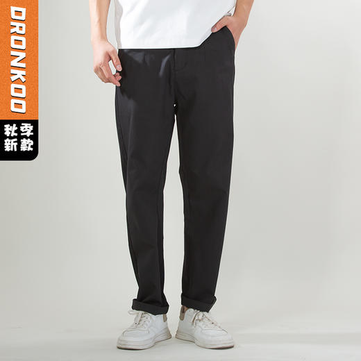 DRONKOO 2025 正常松紧腰后袋压线棉锦基础款中厚休闲长裤 商品图0