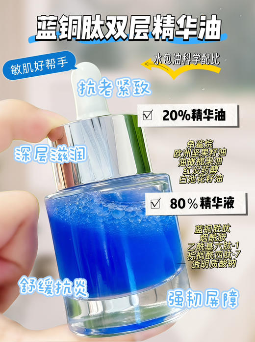 实验室高端定制 蓝铜胜肽双层修护精华油 30ml | ✨0.5%高活性蓝铜胜肽 急救泛红 烂脸必囤 抗老淡化细纹 深层保湿修护修复屏障 商品图2
