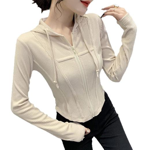 连帽卫衣女春秋薄款2025新款韩版修身显瘦设计感拉链开衫长袖上衣 商品图4