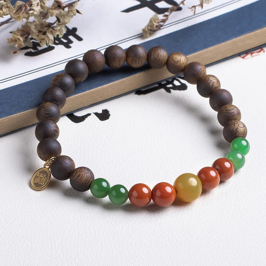 xy0531沉香+蜜蜡南红碧玉手串 商品图3