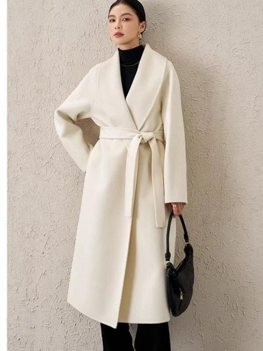 【高端系列】手工定制2360款54.9%绵羊毛➕莱赛尔➕桑蚕丝➕兔毛大女主款浴袍双面尼大衣外套-喜出 商品图3