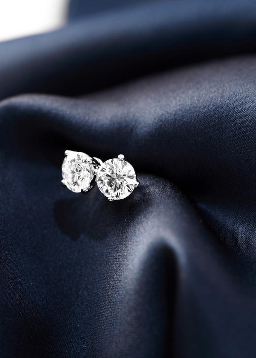 伽罗JALO E1款 VVS级 D色18K圆形培育钻石耳钉 商品图2