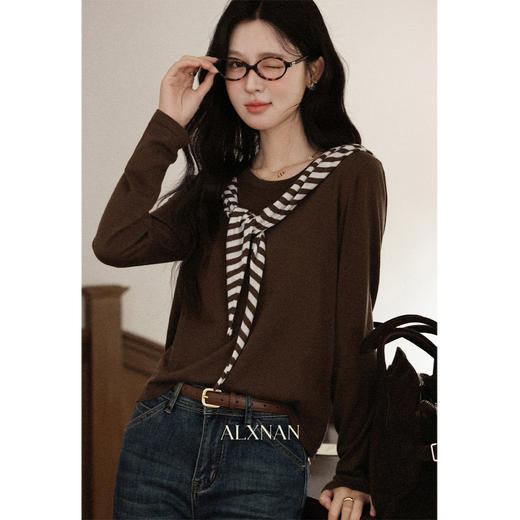 鹿向南「周末时光」多色披肩长袖针织衫女早秋小众宽松慵懒感上衣 商品图1