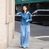 绽放旅行女装504朵/亚麻棉全腰松紧加抽绳口袋百搭阔腿牛仔裤长裤 商品缩略图1