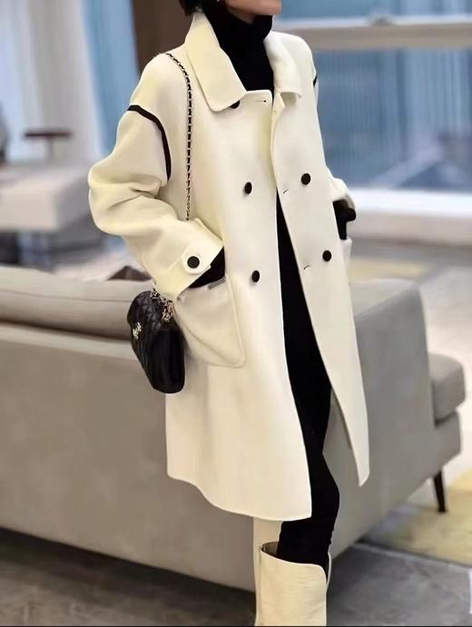 【高端系列】2265款100%羊毛肩部撞色双面尼大衣外套-喜出 商品图2