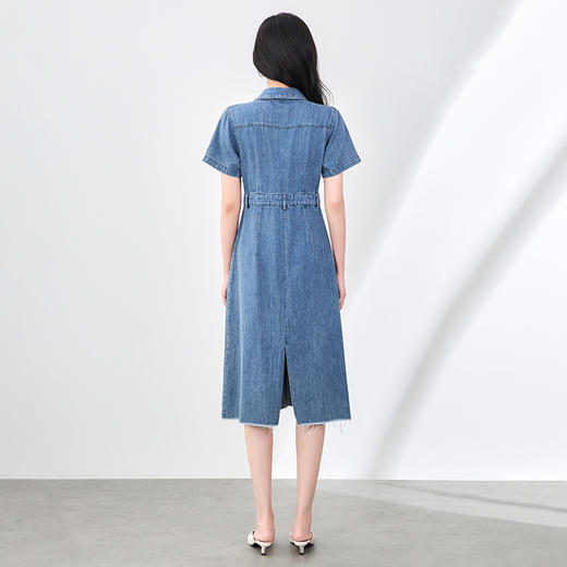 「高货wl」【铂金会员358/天猫479/差价121】(05624)洛诗琳时尚复古连衣裙2025夏季收腰显瘦翻领薄款牛仔裙女 商品图1