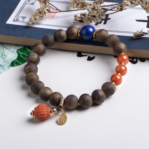 xy0537沉香+青金石南红国风手串 商品图4