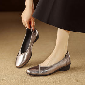 【预售5天】软皮圆头时尚浅口低跟鞋女春夏季新款软底单鞋简约粗跟通勤女鞋LG&760-1398