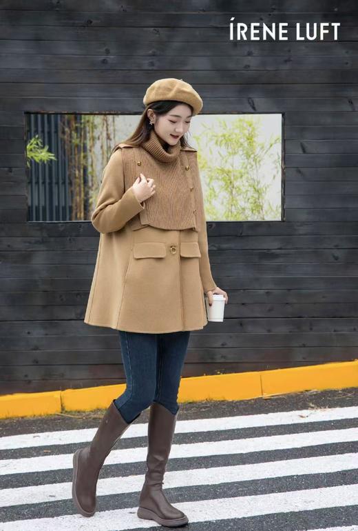 【高端系列】（包边是真羊皮）手工定制207款9.8%羊绒➕90.2%羊毛双面尼大衣送针织披肩-喜出 商品图2