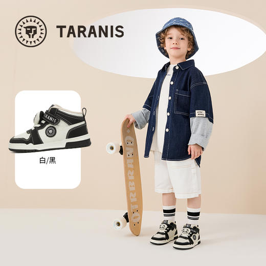 泰兰尼斯25年秋季新款小童板鞋百搭防滑女童男童耐磨轻便熊猫板鞋 T02X5C6918 商品图1