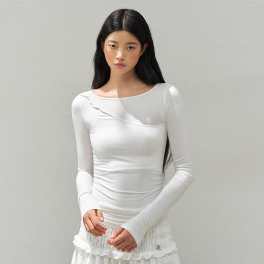 Ariseism 美式复古设计感灰色长袖T恤女秋季新款修身上衣 商品图1