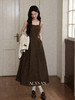 鹿向南「松香书页」咖色吊带裙法式连衣裙女秋季新款长款收腰裙子 商品缩略图0