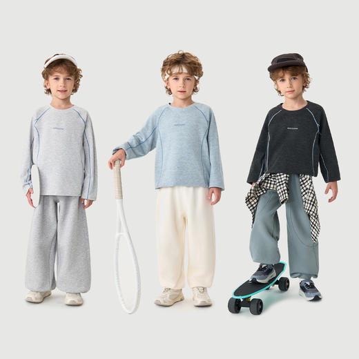 [发热糯糯绒]马克珍妮男女童轻暖透气运动衫 儿童T恤秋装551152 商品图2