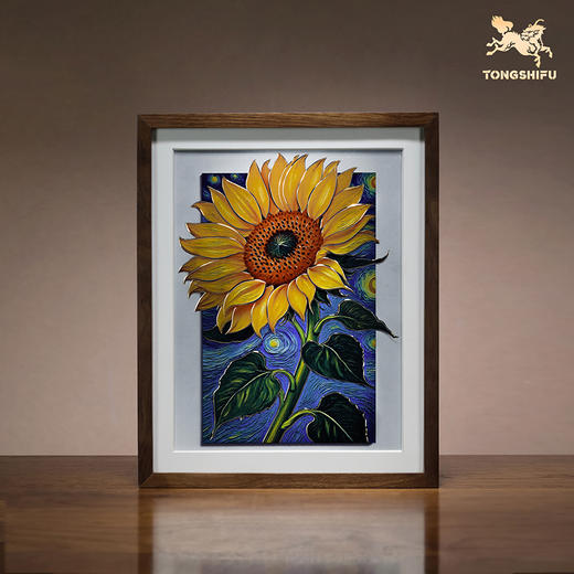 铜师傅 手工錾刻 铜雕画《金葵呈祥》向日葵书房办公室装饰画 商品图3