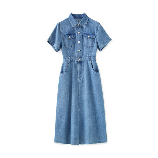 「高货wl」【铂金会员358/天猫479/差价121】(05624)洛诗琳时尚复古连衣裙2025夏季收腰显瘦翻领薄款牛仔裙女 商品图4