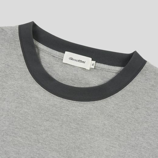 GOODBAI 粗体logo印花撞色拼接圆领oversize长袖T恤 商品图3