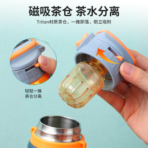 【儿童水杯丨儒乐运动保温杯系列420/550ml】直饮款/吸嘴款/带茶仓款三款可选，316L不锈钢内胆，中空层长效锁温，冷热双效四季通用，360°密封防漏倒置不泼洒，三种饮水设计随心选 商品图2