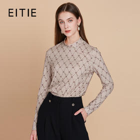 EITIEEITIE爱特爱精致立领打底修身舒适柔软印花2025秋季新款上衣7902605