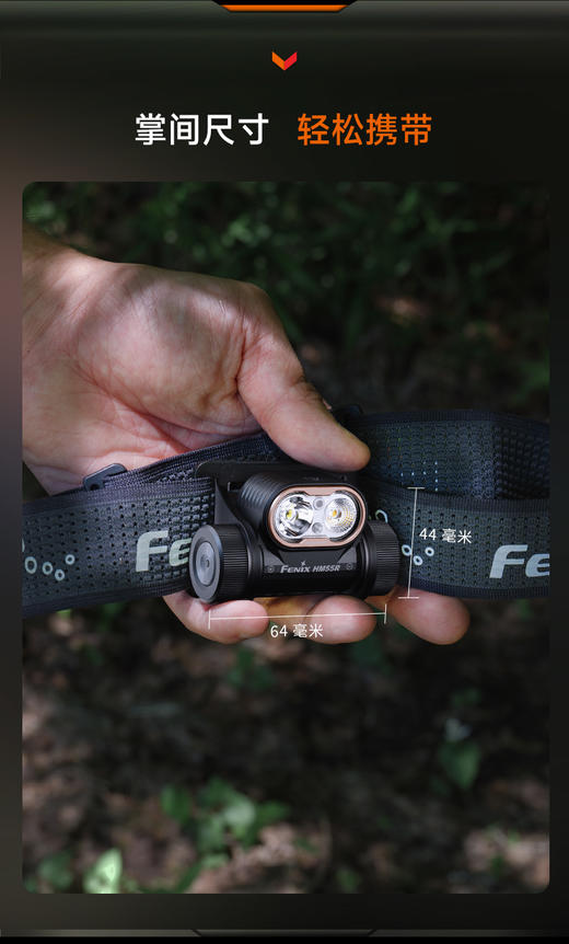 Fenix菲尼克斯HM55R头灯轻量化长续航距离感应可充电防水防尘 商品图4