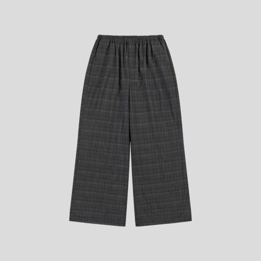 GOODBAI 粗体logo印花格纹收腰抽绳阔腿休闲长裤 商品图1