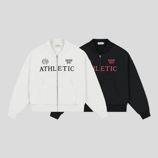 GOODBAI ATHLETIC粗体logo印花棒球领拉链长袖卫衣外套 商品图1