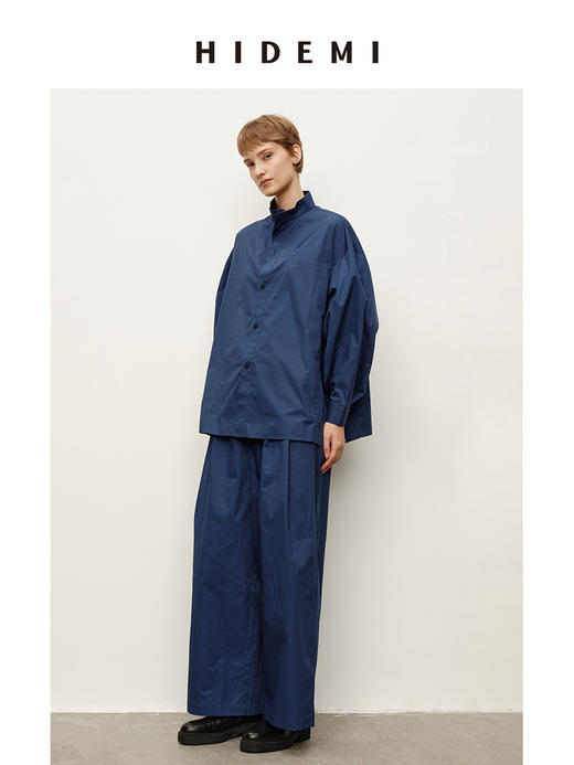 HIDEMI 宁静蓝简约设计感廓形套装/衬衫/阔腿裤 商品图2