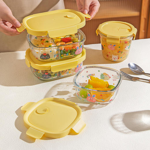 摩登主妇玻璃保鲜盒食品级密封饭盒微波炉加热带饭餐盒水果便当盒 商品图1