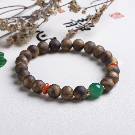 xy0529虎斑纹沉香+非洲翠南红手串 商品图1