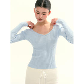 Ariseism 美式复古3色v领坑条纹长袖针织衫女秋季新款修身上衣