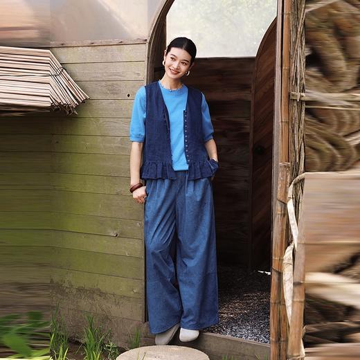 绽放旅行女装487朵/人字纹双色色织亚麻休闲无袖马甲外搭上衣叠穿 商品图3