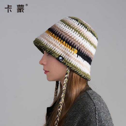 *【卡蒙】彩虹拼色多巴胺水桶帽辫子可折叠渔夫帽KM-9576 商品图2