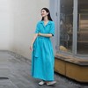 绽放女装553朵/高端汉麻水果酵素洗V领翻领设计感七分袖连衣裙女 商品缩略图2
