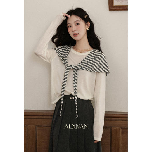 鹿向南「周末时光」多色披肩长袖针织衫女早秋小众宽松慵懒感上衣 商品图4