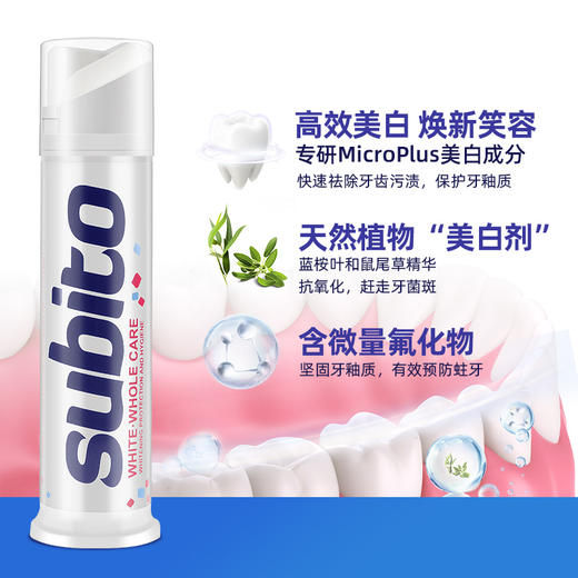 【中欧班列2支】意大利牙膏 原装进口subito舒比拓牙膏直立按压式炫白去口臭清新口气防蛀100ml 商品图2