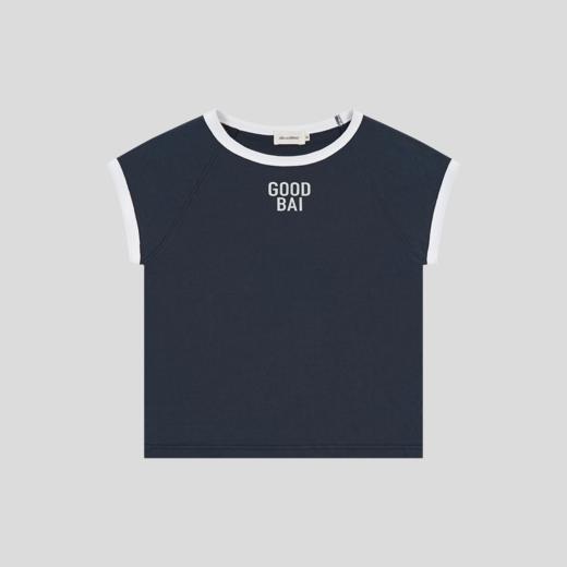GOODBAI 粗体logo撞色印花织带紧身插肩飞袖T恤 商品图3