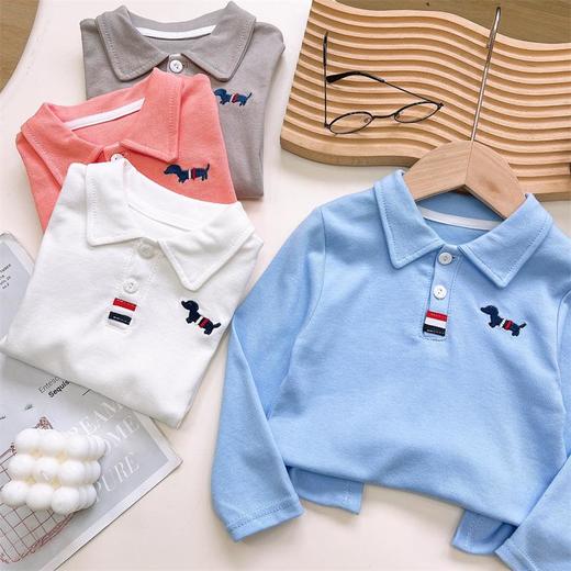 【39元任选2件】欢喜兔纯棉Polo衫开学季校服内搭长袖t恤新款男童宝宝打底衣女童上衣童80-140 商品图2