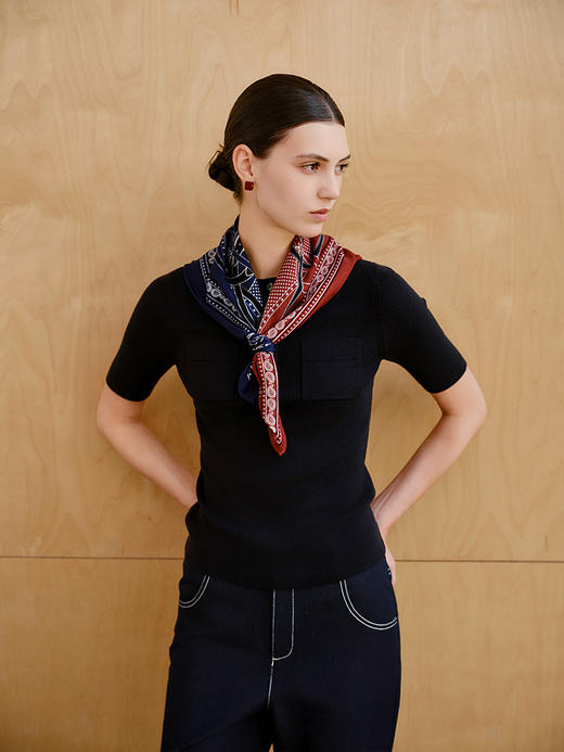 【精仿短袖羊毛衫】25年秋冬新品女士100%羊毛修身显瘦百搭针织毛衣 商品图1