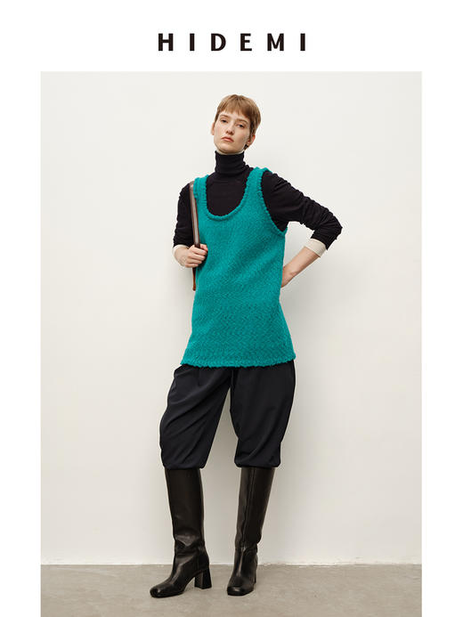 HIDEMI 极简腰带设计款手工拱针锥形宽松萝卜裤 商品图1