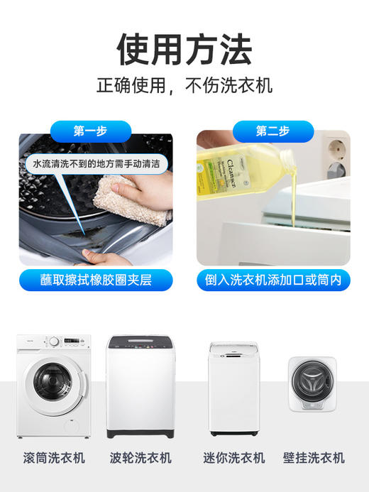 【芬兰百年品牌】asabath洗衣机清洁剂 一键自洁 排出10年脏水 除菌+去味+清洁+护机 抗菌不伤机 一瓶多用 250ml/瓶 商品图2