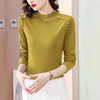 双面德绒打底衫女秋冬新款钉珠加厚磨毛T恤女长袖半高领内搭上衣 商品缩略图0