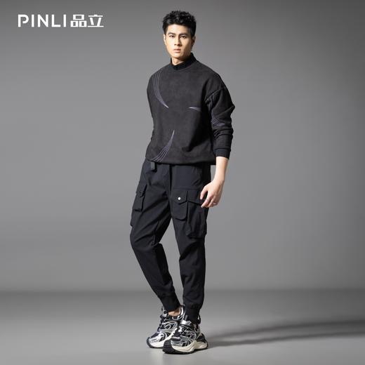 PINLI品立2025秋季新款潮牌多口袋工装裤男士宽松休闲长裤束脚裤GD253117025 商品图1