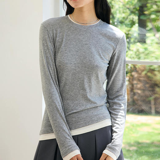 馥迦天丝醋酸假两件打底衫 商品图5