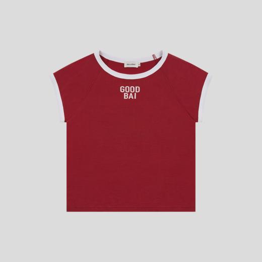 GOODBAI 粗体logo撞色印花织带紧身插肩飞袖T恤 商品图4