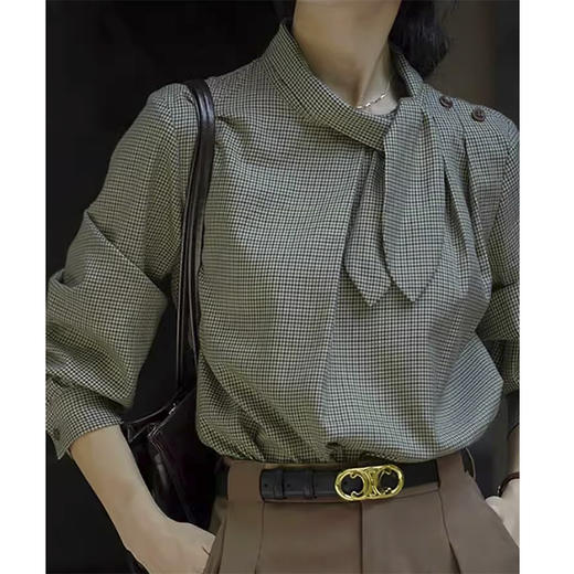 裁缝学苑AH48复古扭结领格子衬衫纸样女装上衣衬衣样板图纸 商品图1