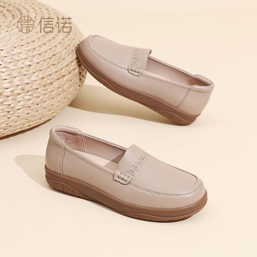 信诺真皮妈妈鞋2025新款秋季中老年舒适不累脚单鞋软底大码皮鞋女5Q3066-21 商品图7