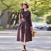 【预售3天】长袖碎花连衣裙秋季2025新款女装气质遮肚子减龄棉麻复古裙子 商品缩略图2