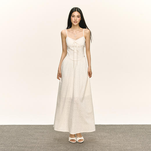 Ariseism 美式复古白色吊带连衣裙女夏季新款长裙 商品图0