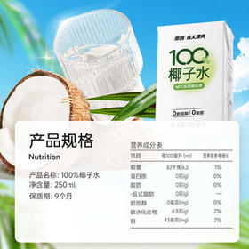 南国100%椰子水 NFC天然电解质水 海南特产椰果椰汁 250ml*24盒 整箱 /水饮冲调 /饮料 /果蔬汁/饮料