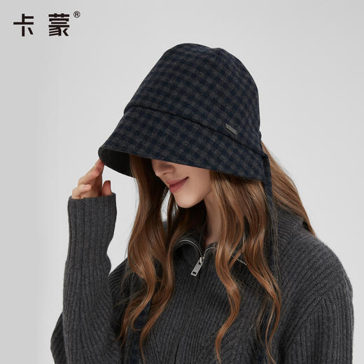 *【卡蒙】法式格纹绵羊毛混纺两戴渔夫帽KM-5305 商品图3