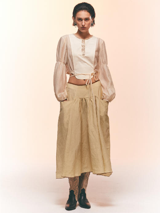 麻质阔摆大口袋半身裙 商品图2